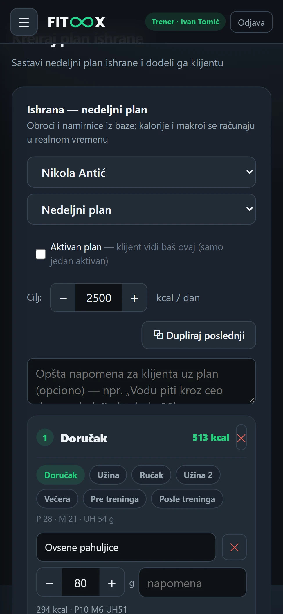 Sastavljanje plana ishrane
